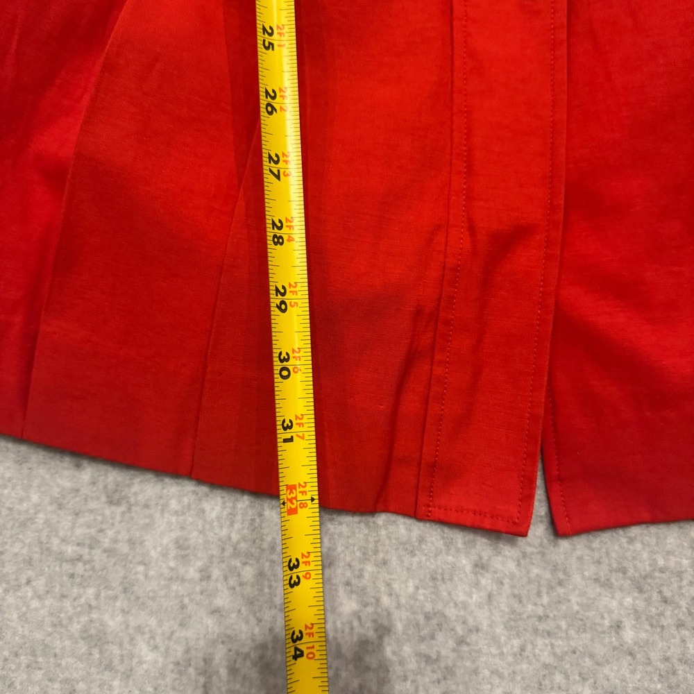 Guess‎ Womens Red Belted Trench Coat Pleated Hem Paisley Lining Large Y2K - Picture 7 of 15